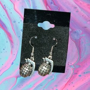 Unique grenade design earrings